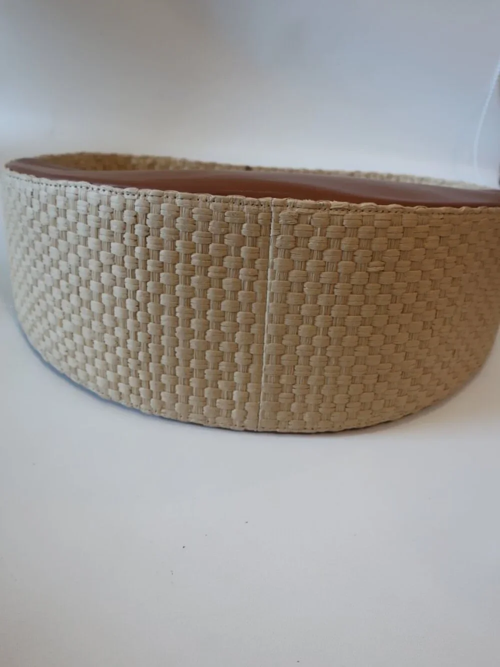 NWT Womens MAM Brown Natural Raffia Leather UF0 205 Large Round Shoulder Handbag